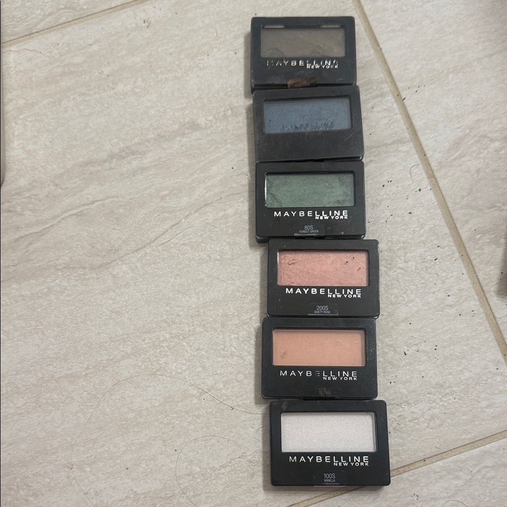 Maybelline Single Eyeshadows — Blue, Green, Pink, Peach, White